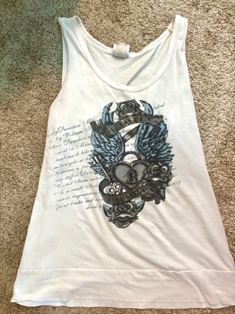 Vintage Y2K 2000s White Graphic harley Davidson Top Skater